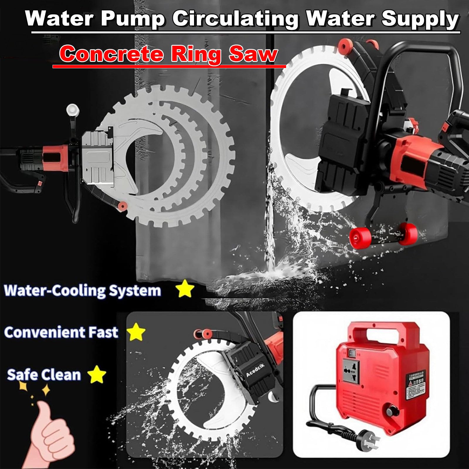 Sierra Circular Eléctrica para Cortar Hormigón De 9800 W con Bomba De Agua Inteligente, Adecuada para Granito, Cerámica, Hormigón Y Piedra. 520