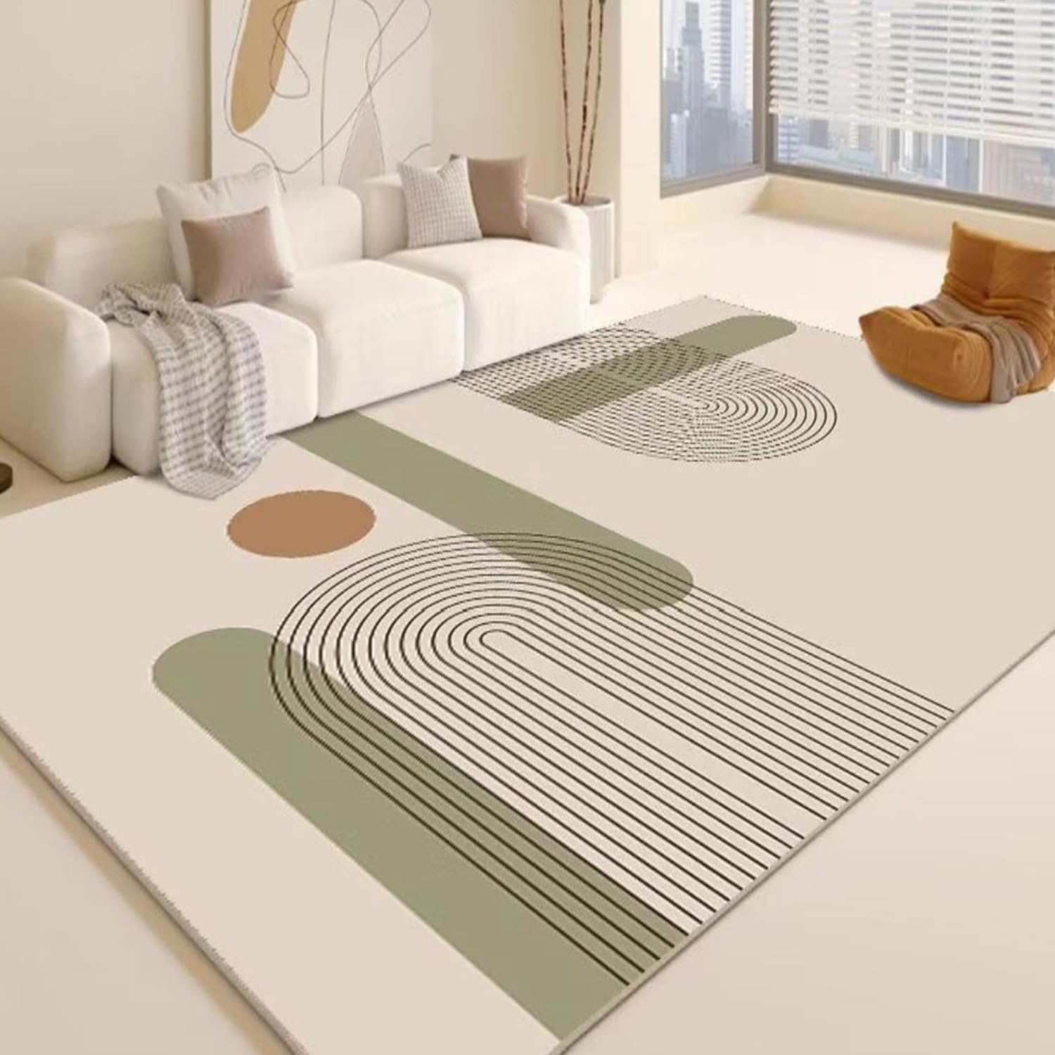 HOMETHREADS Modern Light Luxury 5x7 Feet Area Rug | 11mm Thick Soft Anti-Fatigue Cushioned Carpet with Non-Slip Backing for Living Room, Bedroom, Studio, Lounge & Entrance (U_Green, 210x160cm)-image-13