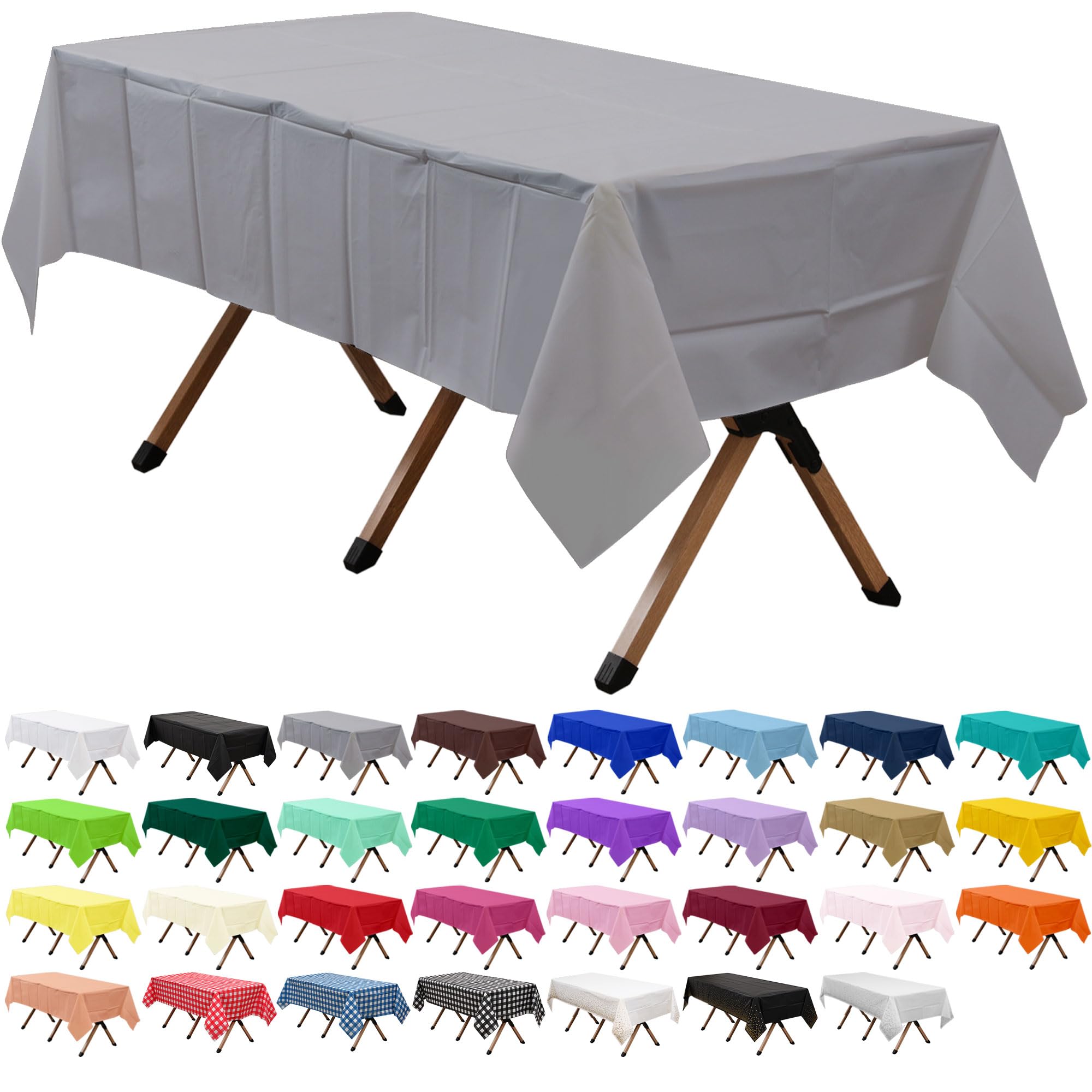 dinexlence 2 Pack Silver Premium Plastic Tablecloth Rectangle 54 x 108 Inches Reusable Galaxy Silver Decorative Table Cover for Dining, Wedding, Party