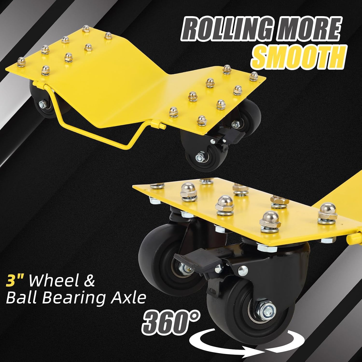 Set di carrelli per ruote per auto per carichi pesanti, capacità 8000 libbre, set di 4 carrelli per ruote, carrello con supporto per pneumatici per spostare auto, camion, motociclette, barche, giall