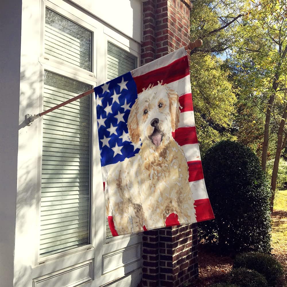 Caroline's Treasures CK1731CHF Patriotic USA Goldendoodle House Flag Large Porch Sleeve Pole Decorative Outside Yard Banner Artwork Wall Hanging, Polyester, House Size, Multicolor