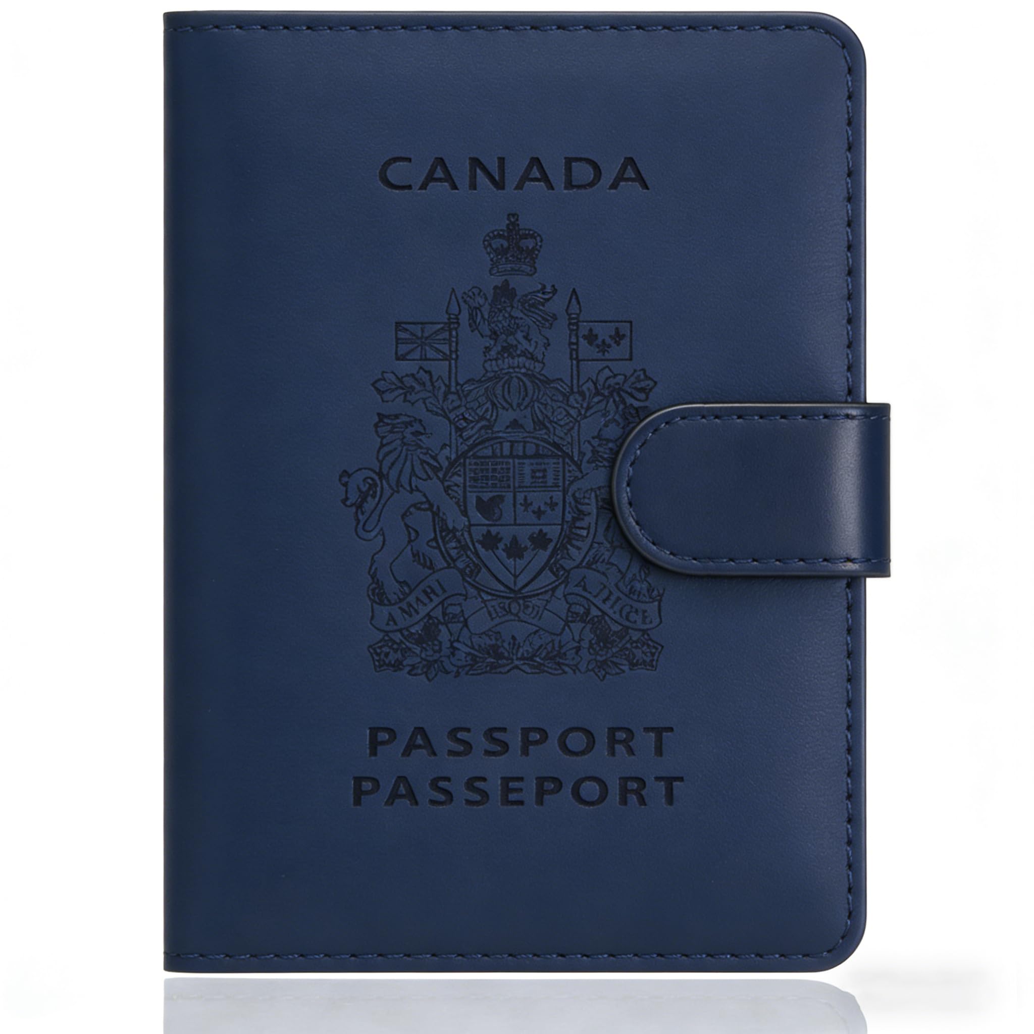 Passport Holder for Travel, Premium PU Leather FID Blocking Passport Wallet Passport Cover Travel Essentials Card Case, Blue