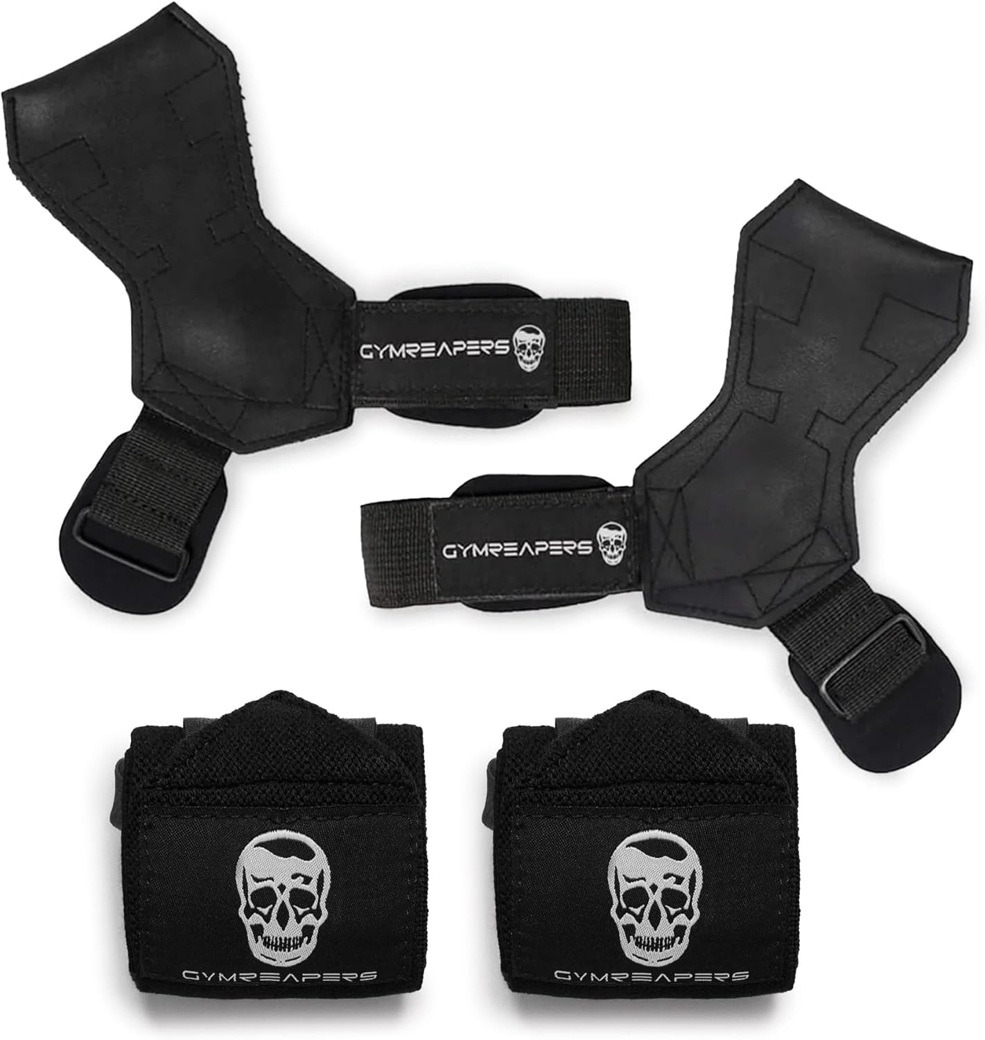 Gymreapers Lifting Wraps & Grips Bundle – Premium Wrist Support & Pulling Power Combo for Heavy Lifting (Medium)