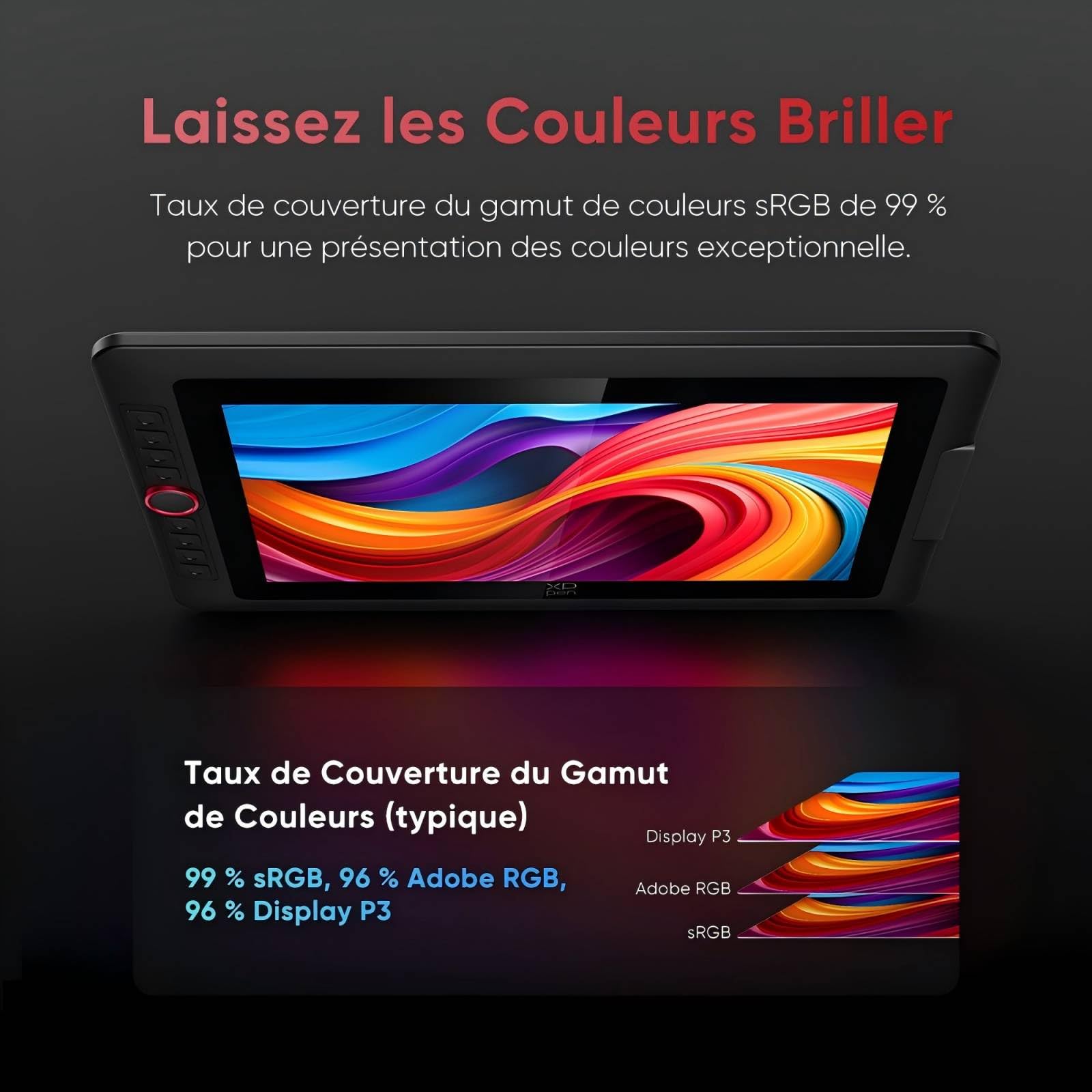 XPPen Artist 15.6 Pro V2 Tablette Graphique avec Écran, 16K(16384) Niveaux de Pression, Tablette Graphique Dessin Portable de 15,6 Pouces, 8 Raccourcis, Compatible avec Windows Chrome OS