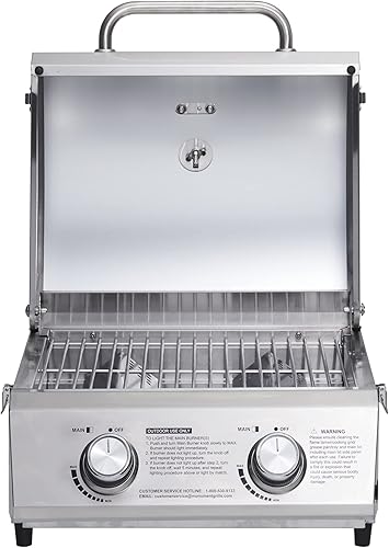 Miniatura 4 de Monument Grills Parrilla de gas propano de mesa para acampar portátil al aire libre Cocina con adaptador de tanque de 1 libra (2 artículos)