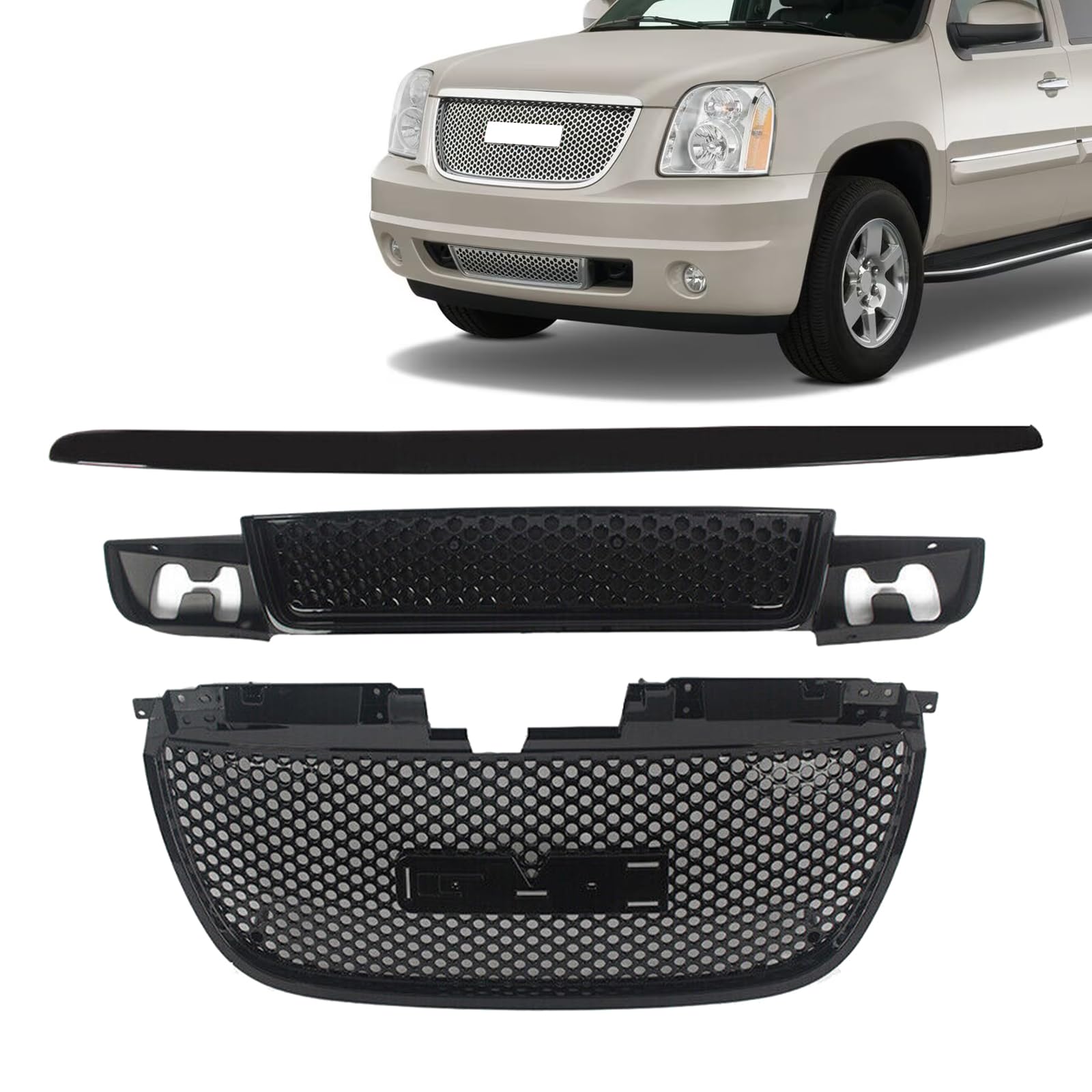 JX RACING Front Upper Lower Bumper Grille With Hood Molding Trim
