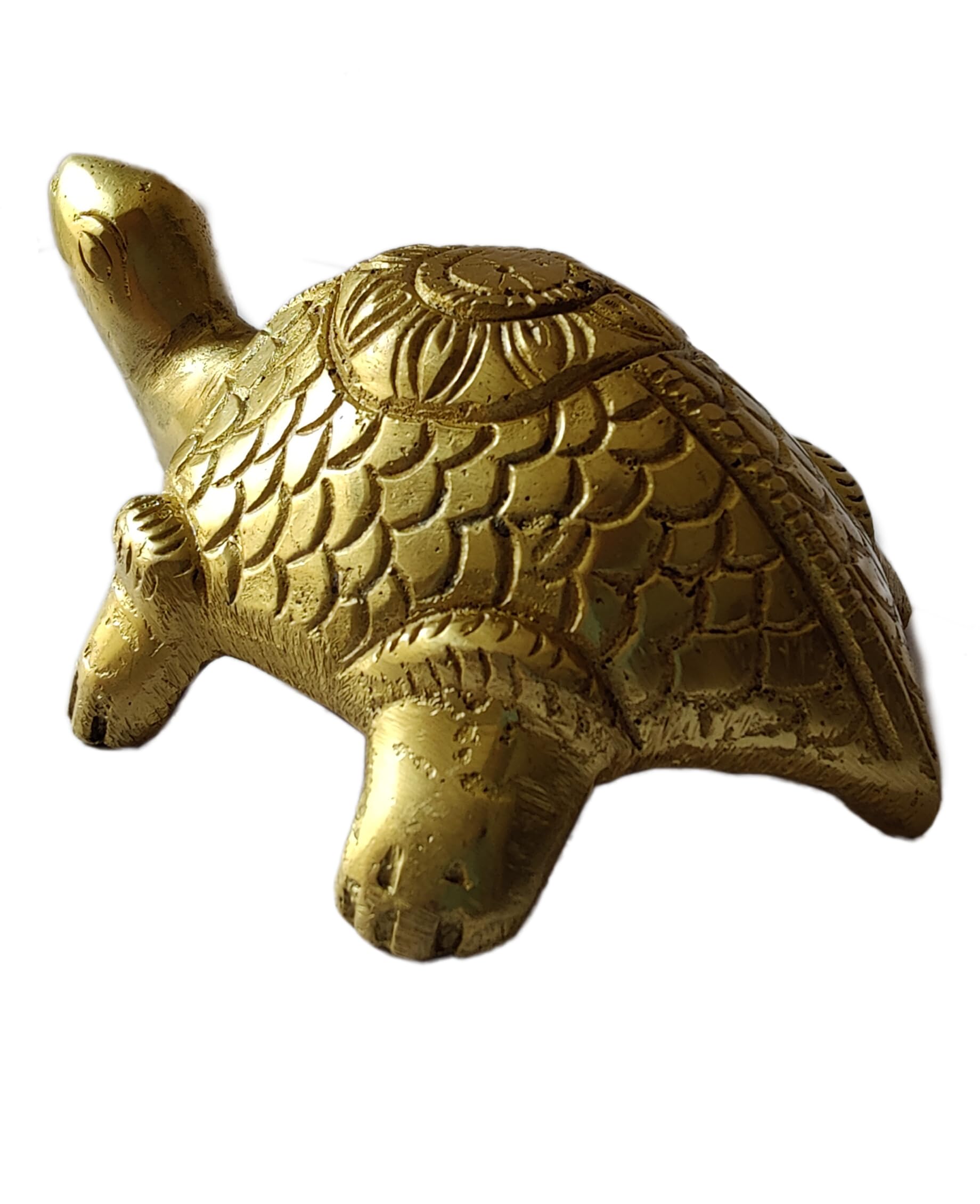 GURU JEE™ Brass Tortoise Statue Kachua for Good Luck Charm Vastu Feng Shui Turtle Figurine for Home Decor Gifts Showpiece (Design 2)