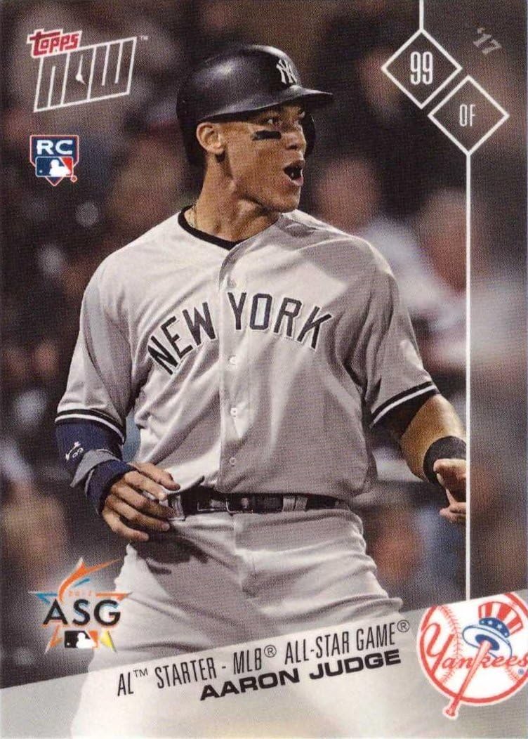 2017 Topps Now #AS-14 Aaron Judge All-Star Starter Baseball Rookie Card - Only 1.795 made!