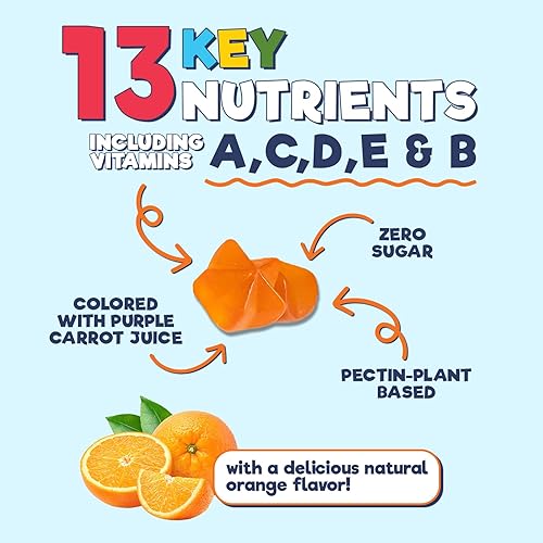 Miniatura 3 de Gomitas multivitamínicas para niños, vitamina D3, C, B12, B6, A y zinc, vitaminas diarias para niños para apoyo inmunológico, sin azúcar, gomitas