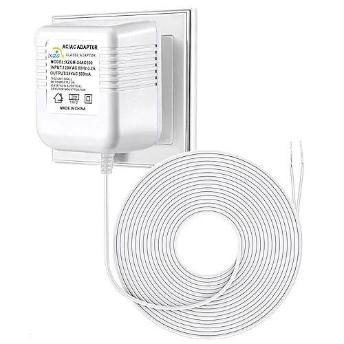 Adaptador transformador de timbre de 24 V para timbre de video Ring compatible con timbres de video Nest Honeywell Ecobee Sensis (16.4 pies, blanco,