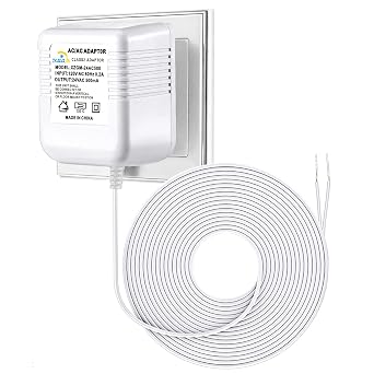 Doorbell Transformer 24V Adapter for Ring Video Doorbell Compatible with Nest Honeywell Ecobee Sensis Video Doorbells 16.4FT White, 12.0, Watts