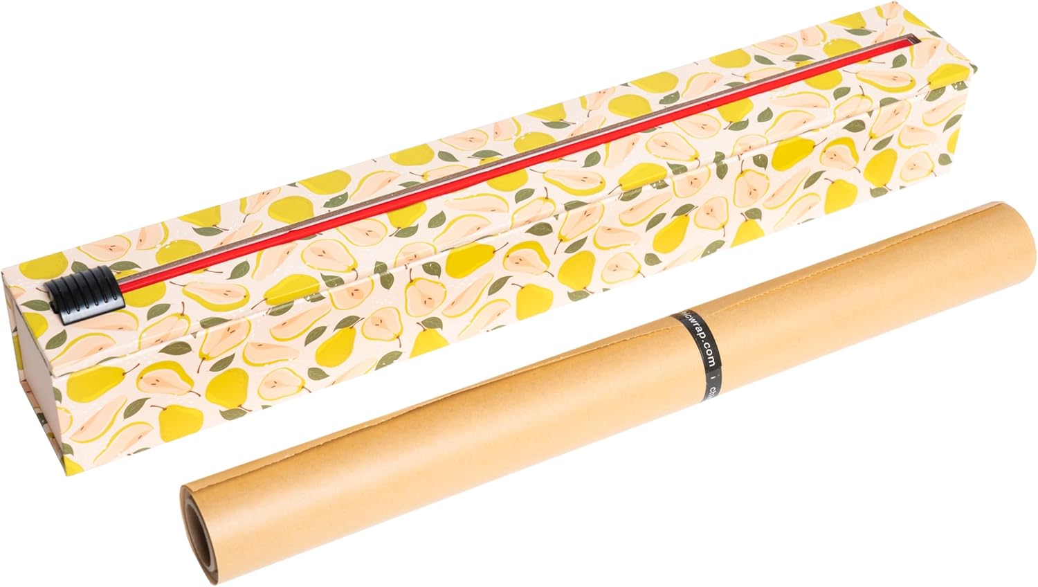 ChicWrap Pears Parchment Paper Dispenser - Includes 15"x 33' (42 Sq. Ft) Roll Unbleached Baking, Cooking & Culinary Paper - Reusable Dispenser w/Slide Cutter - Kosher Certified