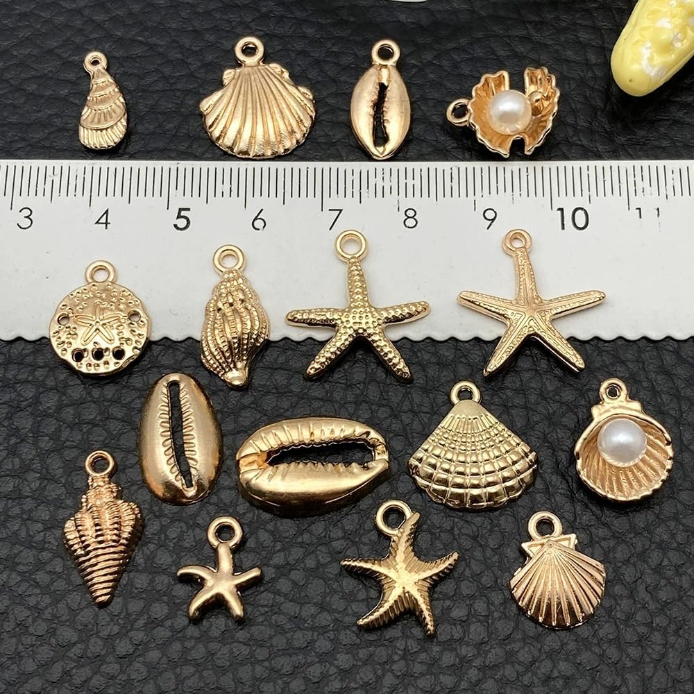 16Pcs Beach Charms, Summer Pendant Alloy Starfish, Seashells and Conches Beach Charms for Jewelry Making, Necklace Bracelet Earrings Crafting DIY - Image 3