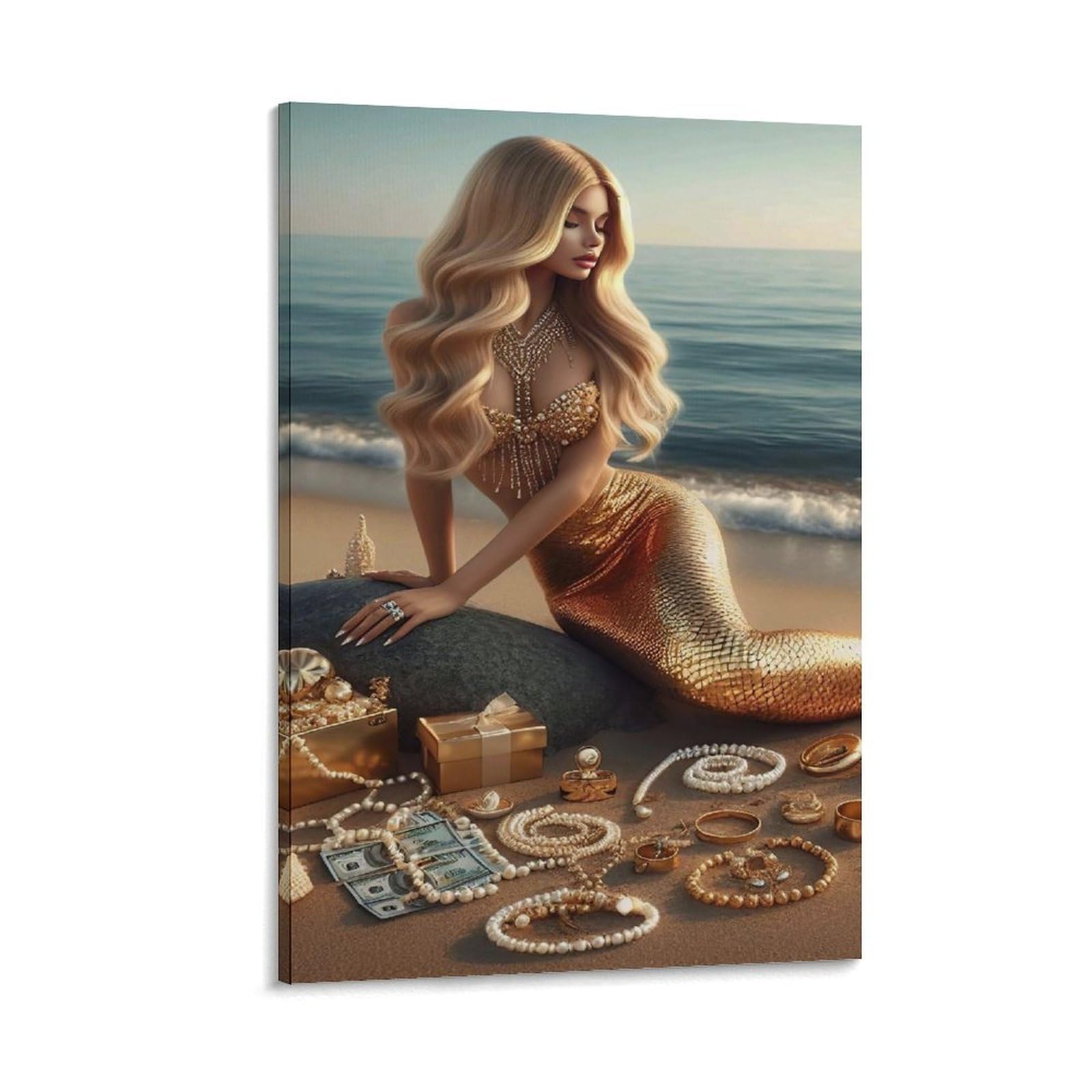 Amazon.com: AAHARYA Mermaid And Pearl Poster Money Wealth Wall Art