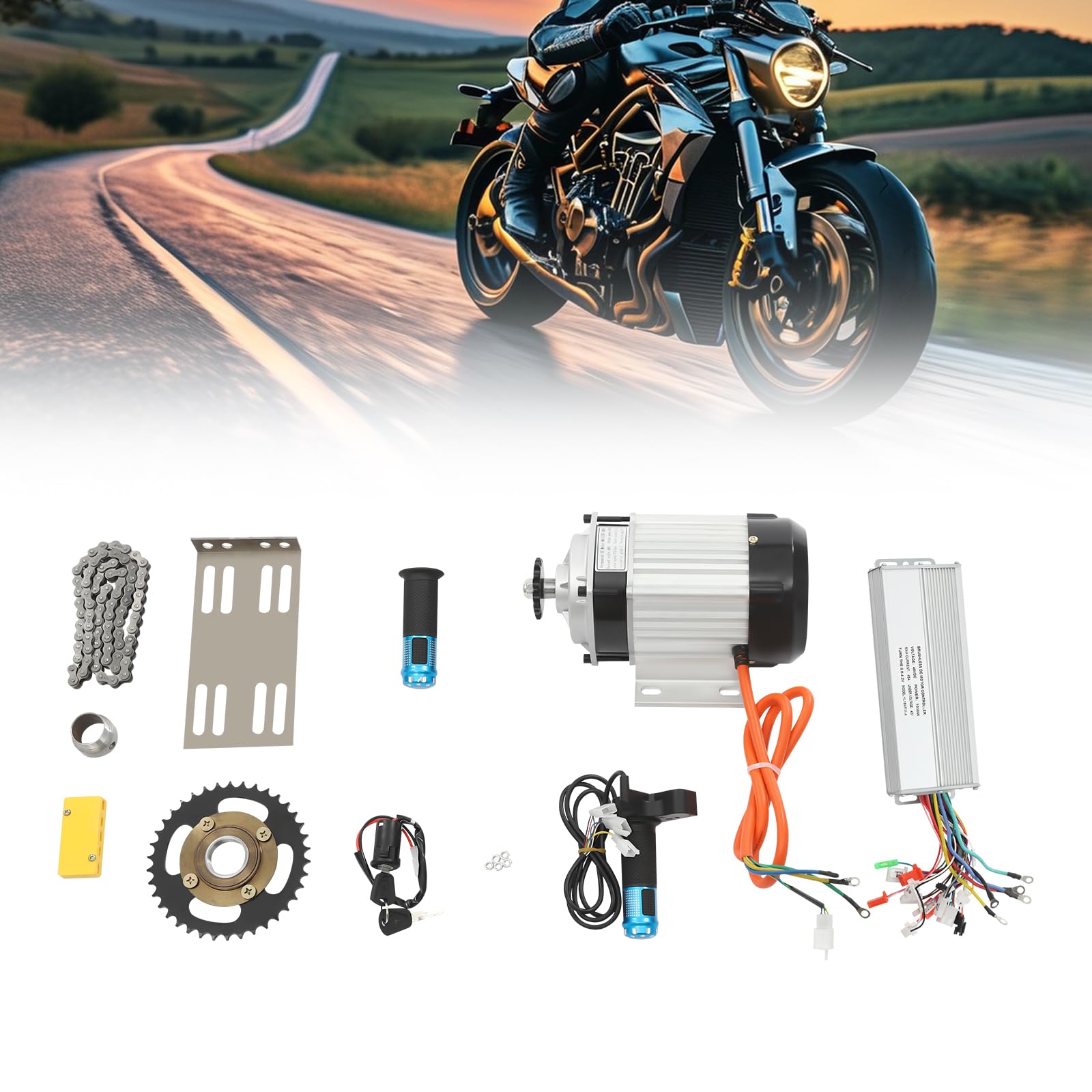 48V 1000W Bürstenloses Motor-Kit,E Bike Umbausatz,Elektromotor Umbausatz,Drei-Gang-Getriebe-Design,Rückwärtsfunktion,Für Dreirad, Rikscha,Voller Satz
