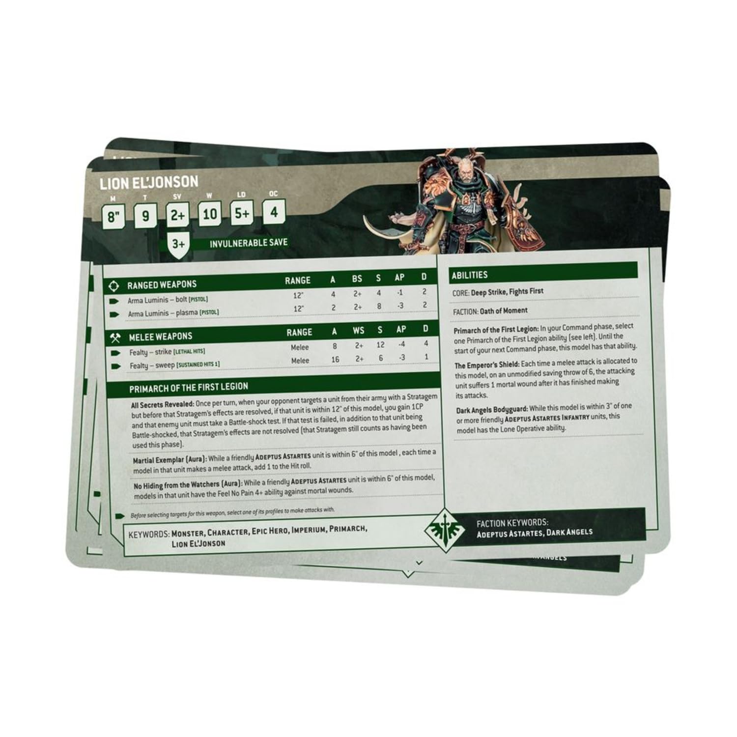 WARHAMMER 40K - DATASHEET Cards - Dark Angels