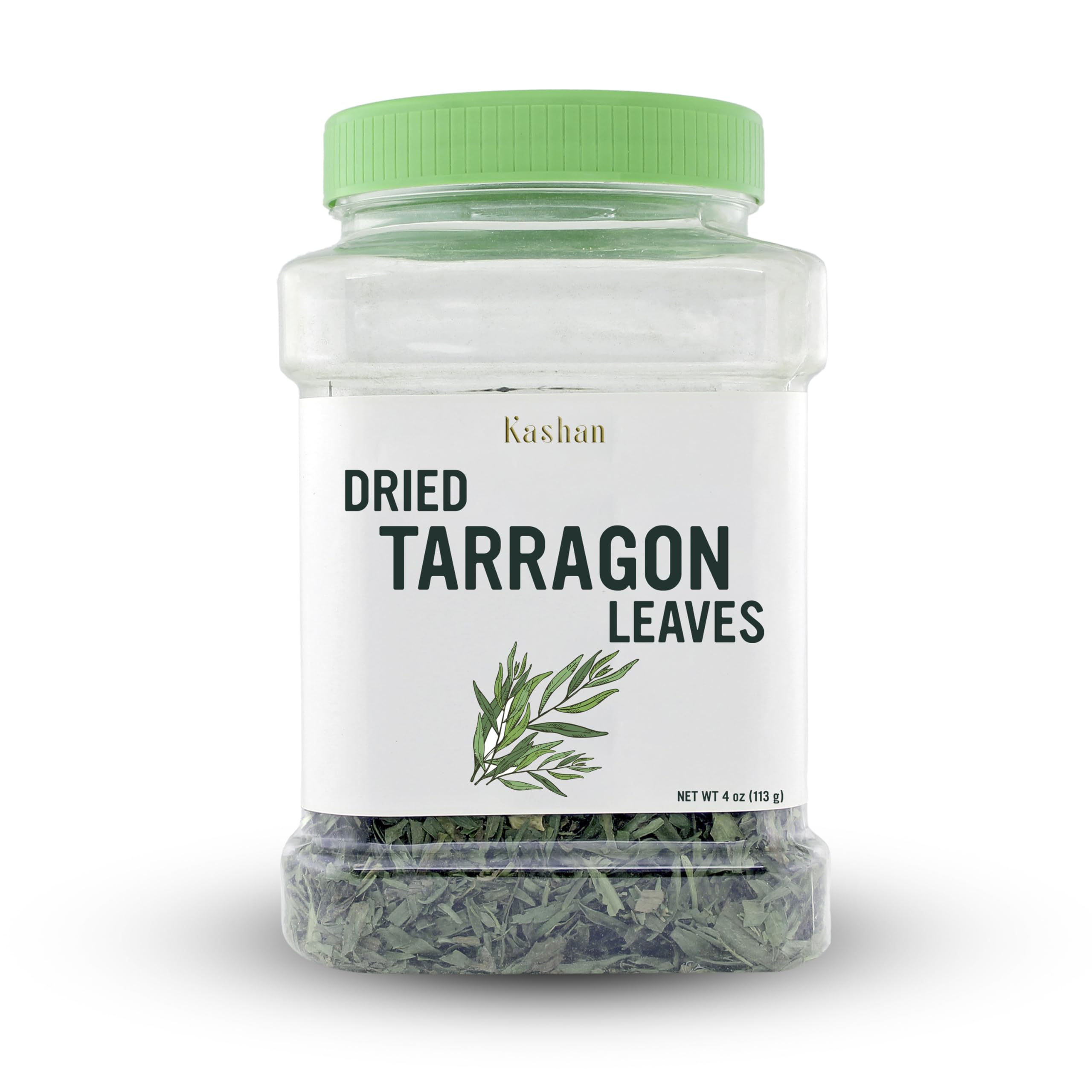 Kashan Dried Tarragon Leaves, Great Aromatic Seasoning for Food Flavoring, Salad, Soups and Meat, Garnish, Vegetarian 4oz (113g)