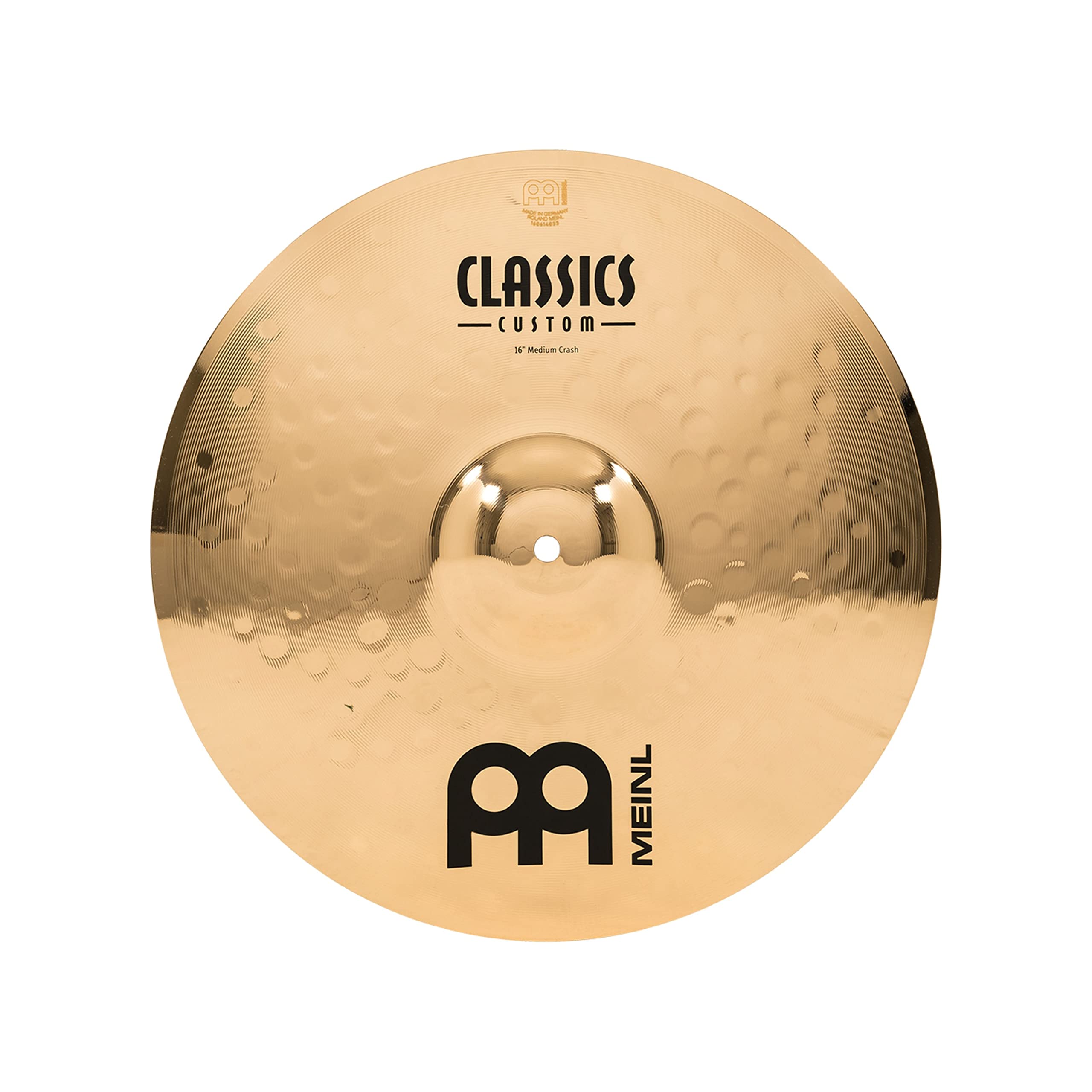 Meinl Cymbals Classics Custom Brilliant Crash Medium Cymbal 16 inch (Video) for Drum Set (40,64cm) B12 Bronze, Brilliant Finish, Made in Germany (CC16MC-B)