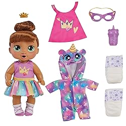 Baby Alive Super BFF Sophia Sparkle Brown Hair Dress Up Baby Doll Playset, 11 Inches, Toys for 3 Year Old Girls & Boys & Up (Amazon Exclusive)