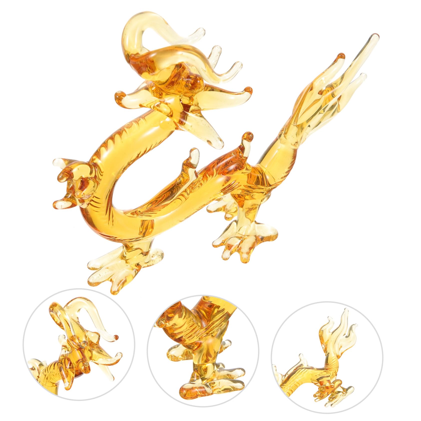 Escultura de dragón de Cristal, Figura de Escritorio Mediana ámbar, Adorno de dragón Chino, decoración del hogar, Coleccionable Feng Shui