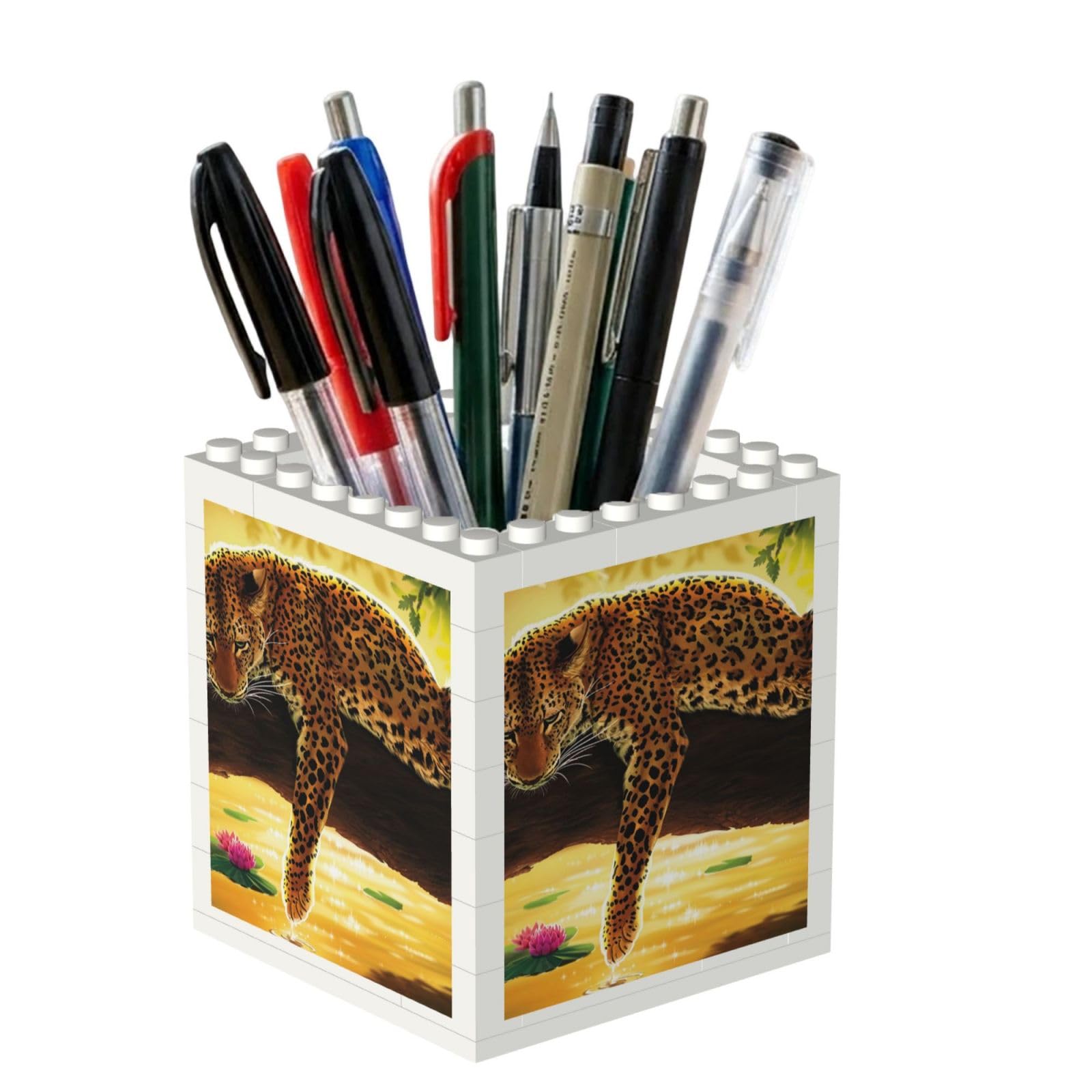 Poadnly Funny Leopard, Pen Pot Pencil Holder for Office Home School, Compact Desk Organiser for Office Stationery