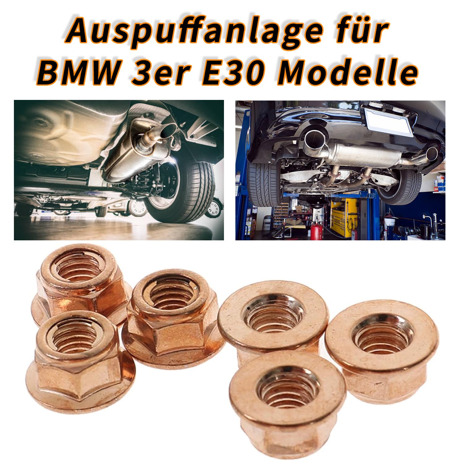 Zestaw 15 nakrętek M8 miedzianych do BMW E30 – dadi esagonali z śrubami i wkrętami
