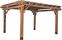 Vista 14 de Backyard Discovery Beaumont - Kit de pérgola tradicional de madera de cedro de 16 x 12 pies con techo enrejado, durabilidad para todas