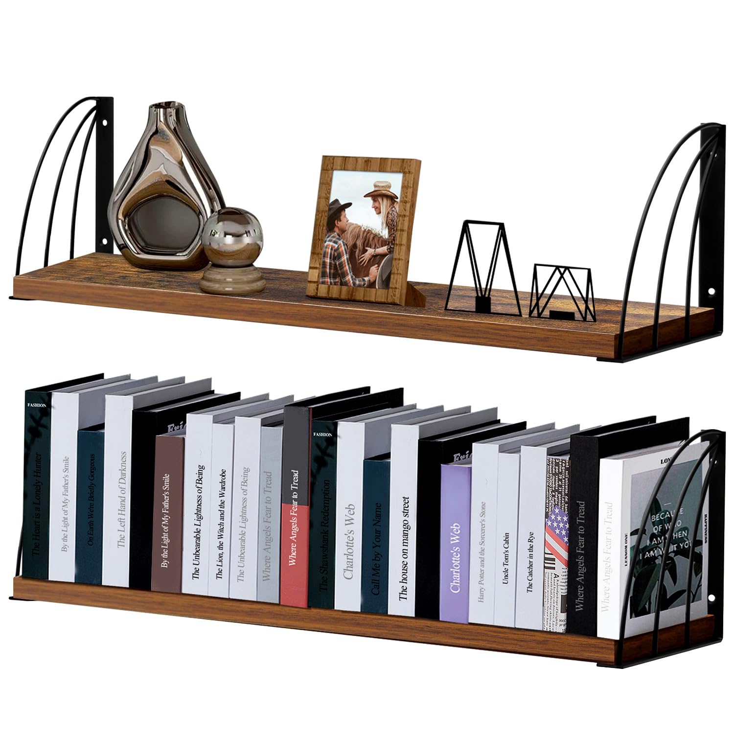Amazon.com: Thicked 0.71 IN Book Shelf for Wall Set of 2,Large 23.5×7.9 ...
