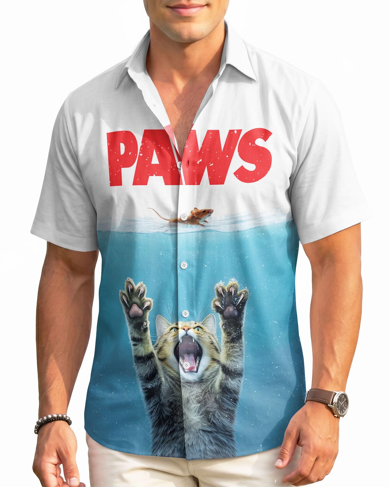99TIMORO Funny Film Summer Button Down Shirt Men Short Sleeve Top