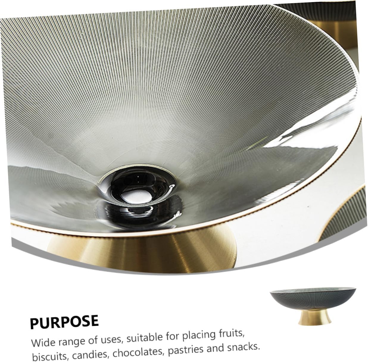 Tall Glass Fruit Bowl with Pedestal, Desktop Decorative Glass Plate for Kitchen Counter and Living Room, Household Food Storage and Coffee Table Tray