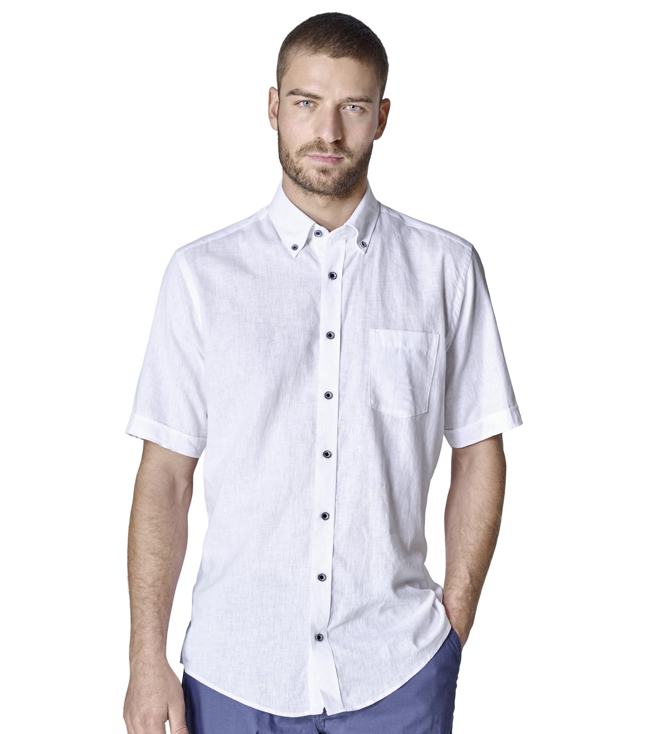 CASAMODA Leinenhemd Kurzarm Uni Casual Fit