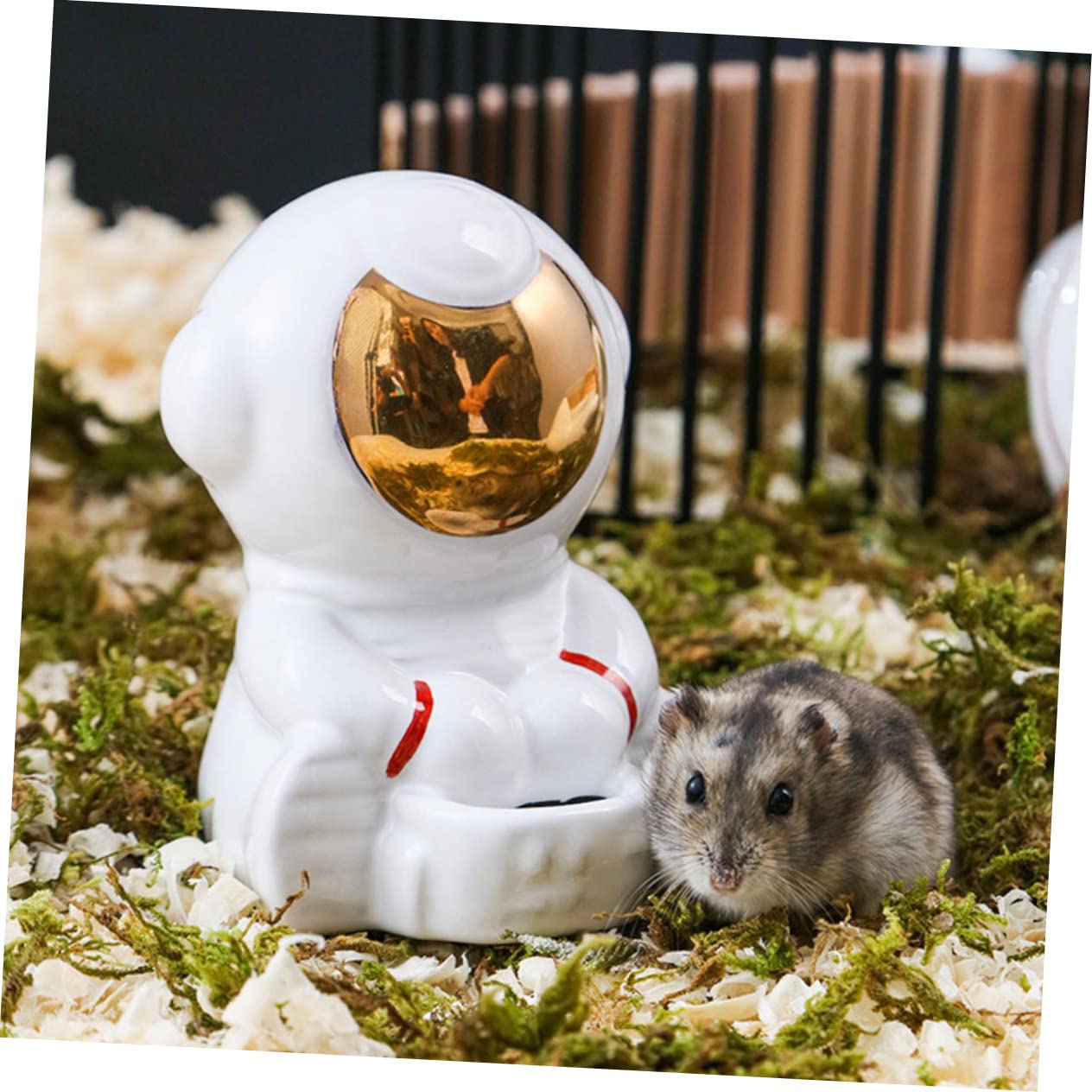 Mipcase 1zestaw Ceramicznych Akcesoriów Dla Chomików Miska Do Karmienia Pojemnik Oraz Kąpielówka Motywie Kosmicznym Idealny Dla Małych Zwierząt