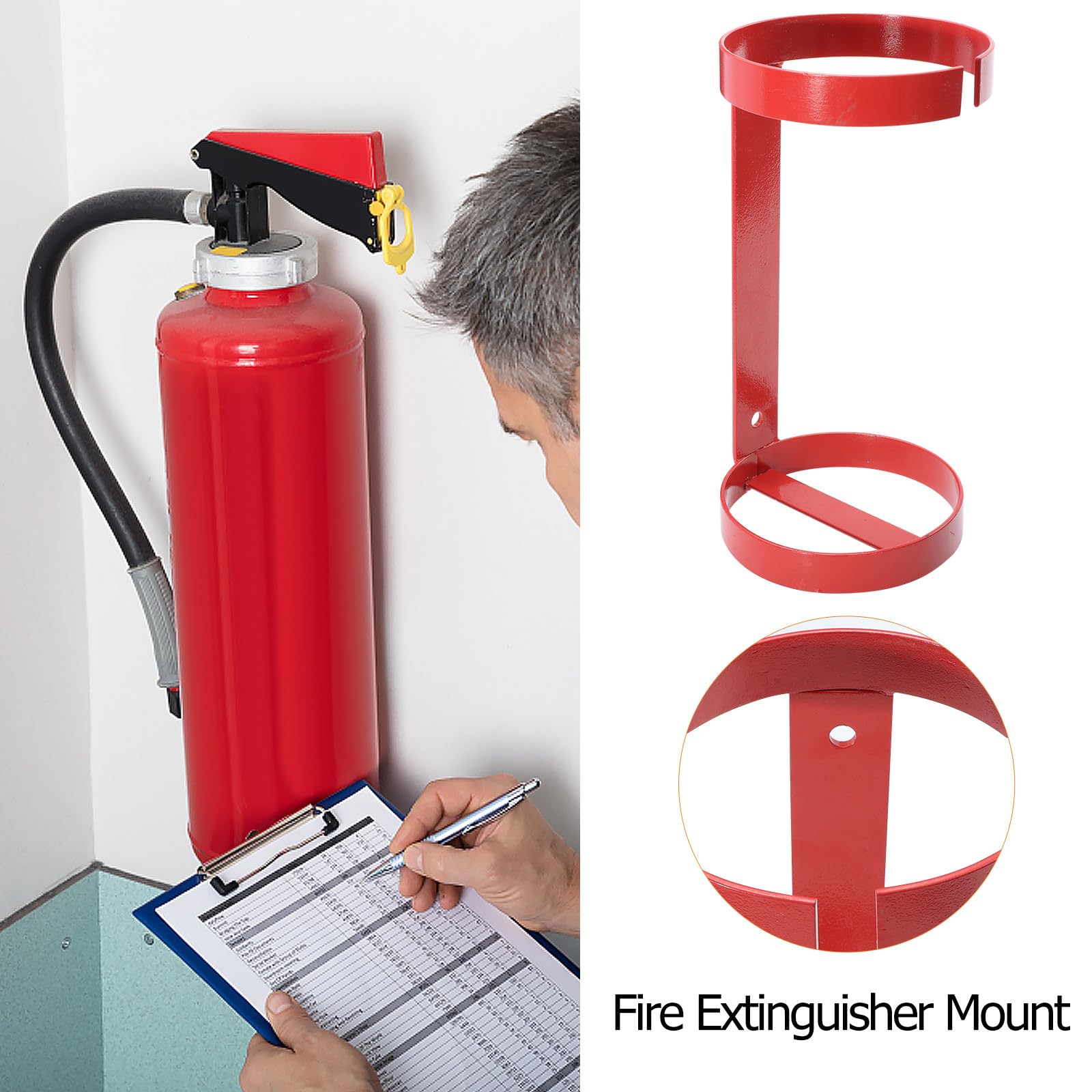 Toddmomy Soporte de Pared para Extintor de Incendios de Hierro 4kg Doble Aro Abierto, Estante Resistente para Extintores, Accesorio Seguro para Protección contra Incendios en Hogar