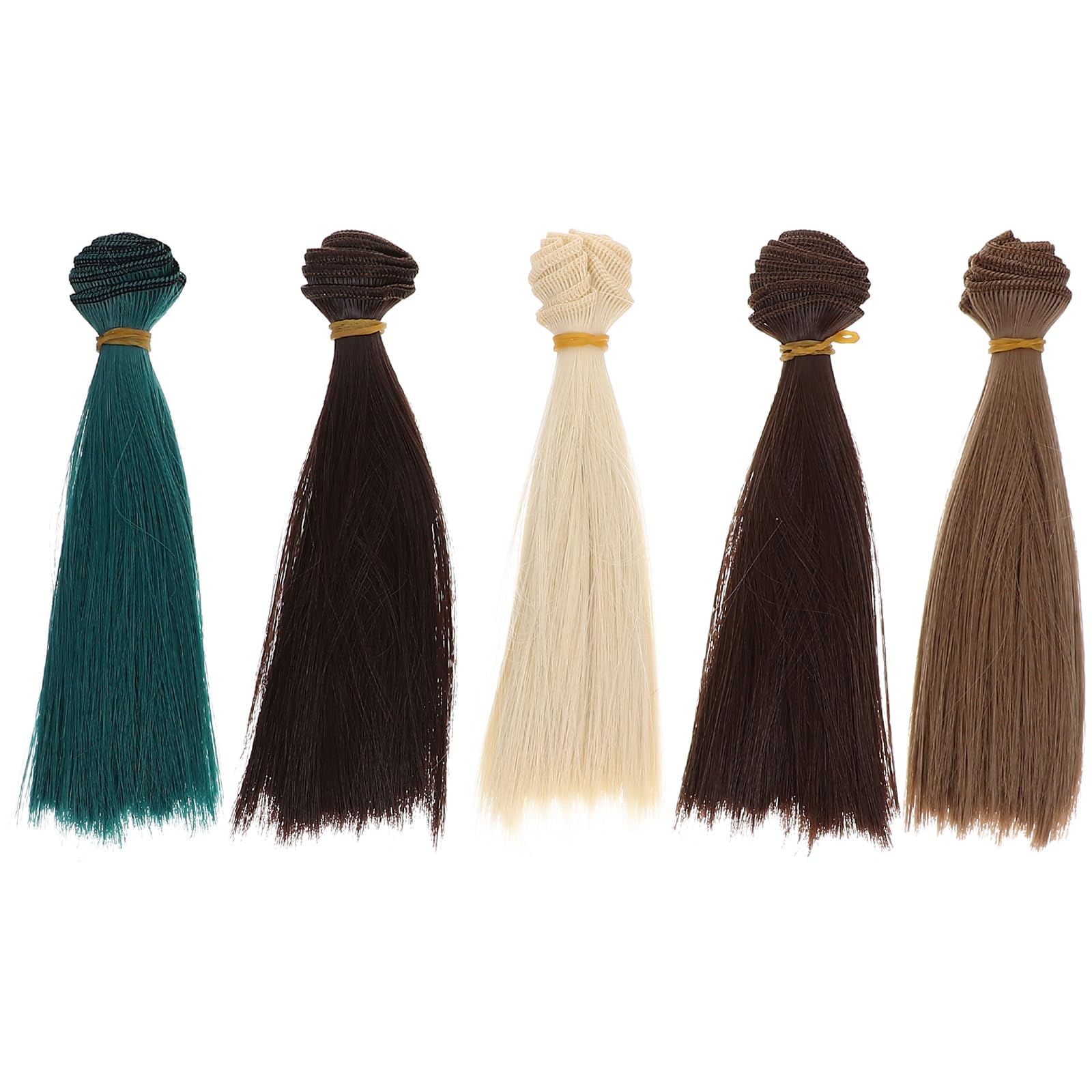 HEALLILY 5Pcs Doll Hair for Crafts, 6.3 inch Doll Wig, Multicolor Doll Hair Wefts, Straight Synthetic Fake Hair Extensions Replacement for Girls Arts Crafts Doll Making Kits Accessories Supplies