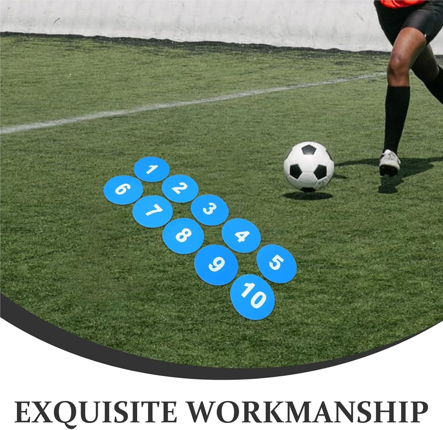 Spot Markers 10Pcs Football Field Markers Soccer Discs Flat Cones Numbered Design Antislip Base for Indoor Outdoor Use for Training Exercise Drills Gym Football