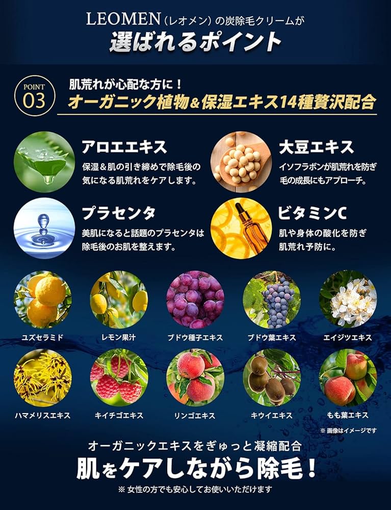 Amazon.co.jp: LEOMEN 炭 除毛クリーム 男性 大容量 200g 医薬部
