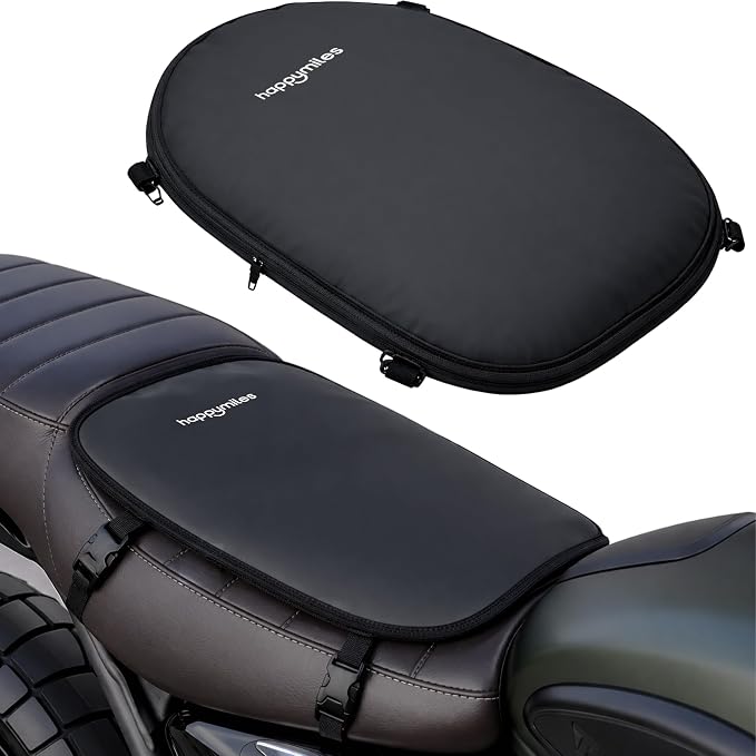 Gel Motorcycle Seat Cushion - Supports Sit Bones, Tailbone, and Buttock Muscles - Absorbs Micro-Shocks and Road Jerks, Suitable for All Motorbikes, Waterproof (Black)