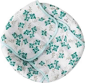 SoulGenie Rustic-Floral Bamboo Wicker Bread Basket with Removable Floral Cotton Cover - 9" Diameter, Multi-Use Fruit & Vegetable Serving Basket