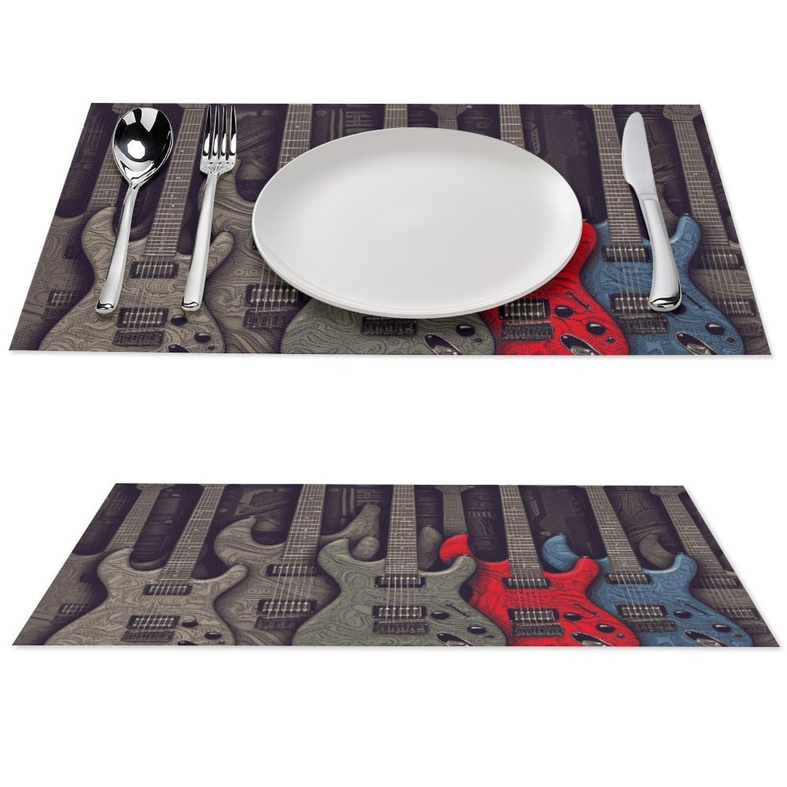 Set de table PVC guitare x4 lavable et antidérapant pour cuisine 30x45 cm