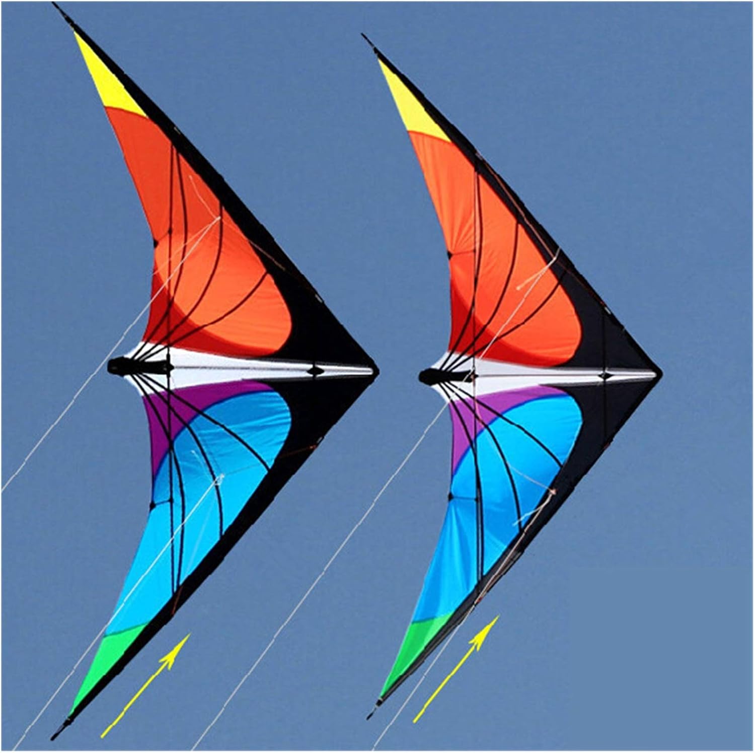 Stunt Kite, Rainbow Theme, Polyester Material, Multicolor, 70.8 x 32.6 inches, 200 lbs Line Weight, Carbon Fiber Frame, Kid's Kite