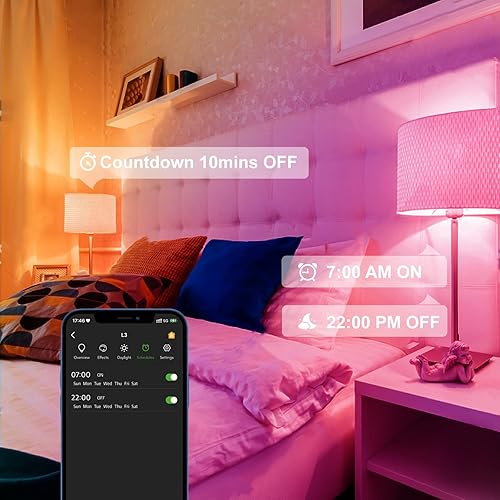 Miniatura 6 de VOCOlinc Paquete de 2 bombillas inteligentes L3, bombilla inteligente con control de voz, 1600 bombillas que cambian de colores E26 850LM 60W