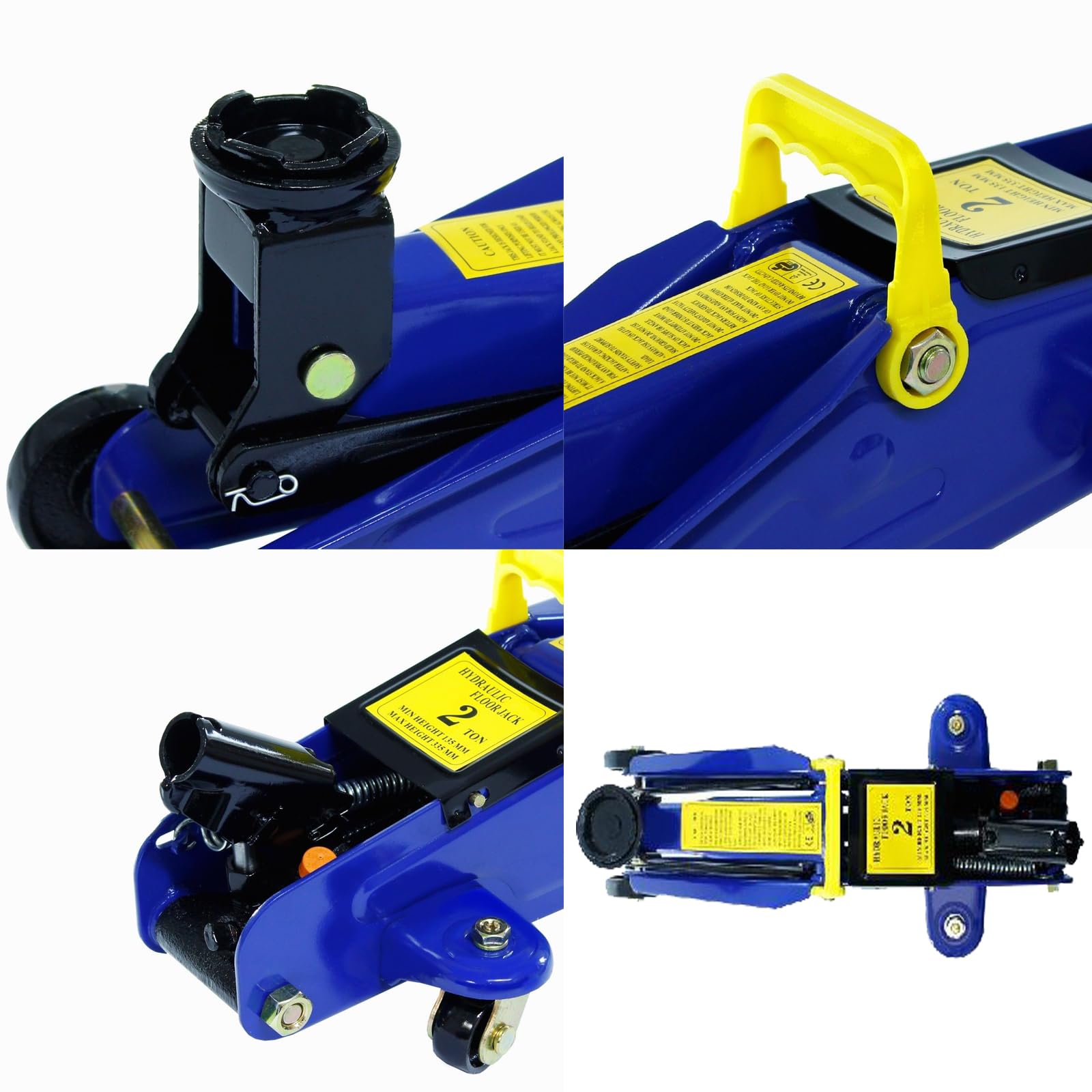 Suelo Jack 2 toneladas de carro hidráulico Jack Heavy Duty para mantenimiento de garaje, zona de elevación 135 mm - 320 mm con maletín de transporte