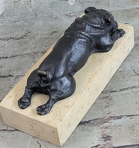Miniatura 2 de Estatua de bronce de Bulldog Inglés montada sobre una base de mármol, regalo de arte original por Think Bronze Decorative Art