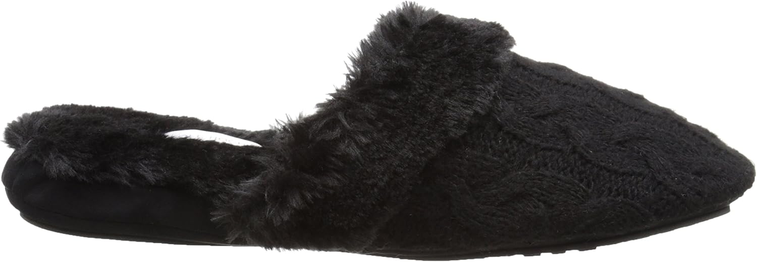 Carole Hochman Women's Cashmere PLUSHFILL Cable Knit Mule, Caviar, 6 M US