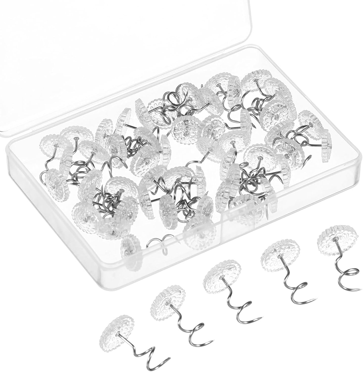 Amosfun Non-Marking Easy to Use Bed Sheet Holder Clips 50pcs Stainless Steel Spiral Nails Quilt Cover Fixer