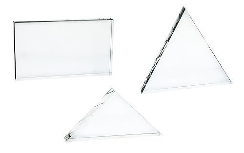 Juego de 3 bloques de acrílico grandes para demostraciones de luz y prisma Rectángulo 75 x 46 Triángulo Equitativo 75 Triángulo de las Isócelas