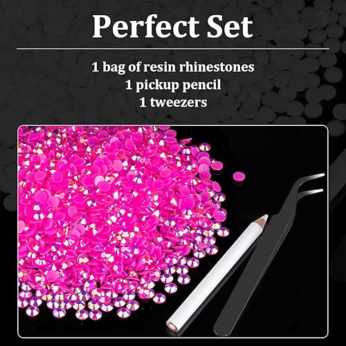 Miniatura 4 de 1500 diamantes de imitación de resina de 0.236 pulgadas a granel, color rosa intenso AB con parte trasera plana, diamantes de imitación redondos de