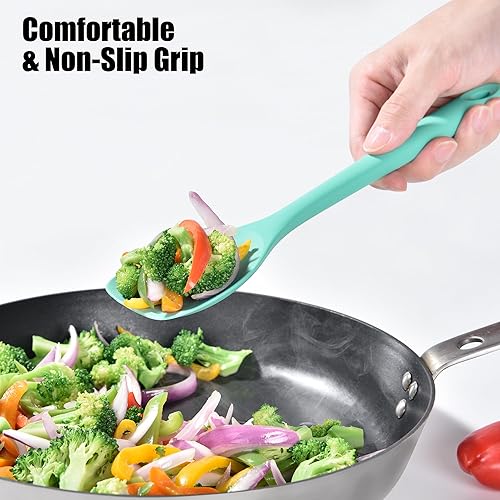 Miniatura 7 de Doosu Juego de 2 espátulas de silicona para cucharas de goma de grado alimenticio resistentes al calor de 600 F con diseño sin costuras,