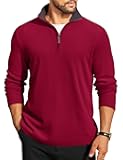 Mens Quarter Zip Pullover Lightweight Sweater Casual Long Sleeve Corduroy Half Zip Sweatshirt