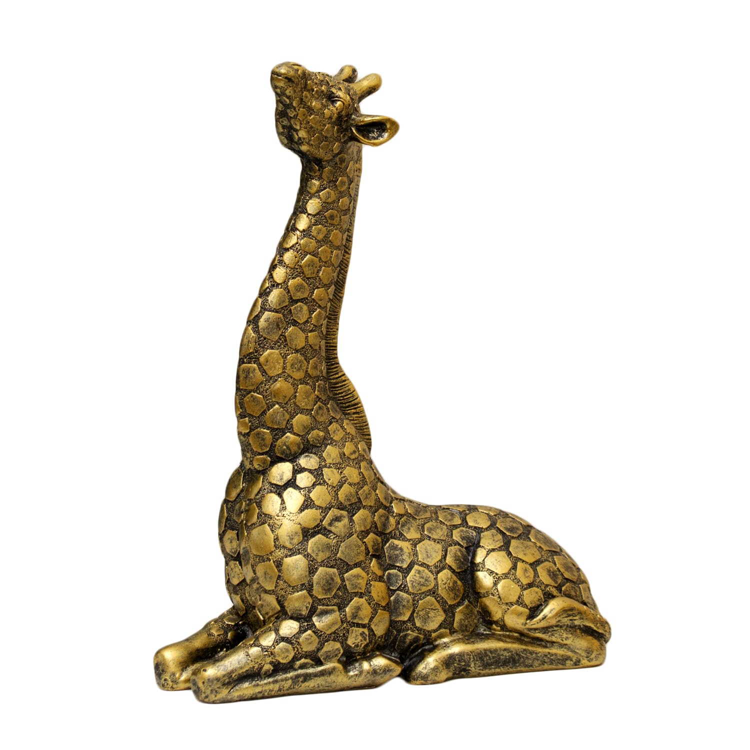 Darthome Gold Sitting Giraffe Ornament, Textured Safari Animal Figure, Resin Home Decor Sculpture, W18cm X H25cm X D7cm